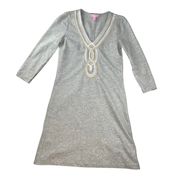 Lilly Pulitzer Women's Gray French Terry Cloth Clarkson Dress In Size XS - Picture 1 of 4